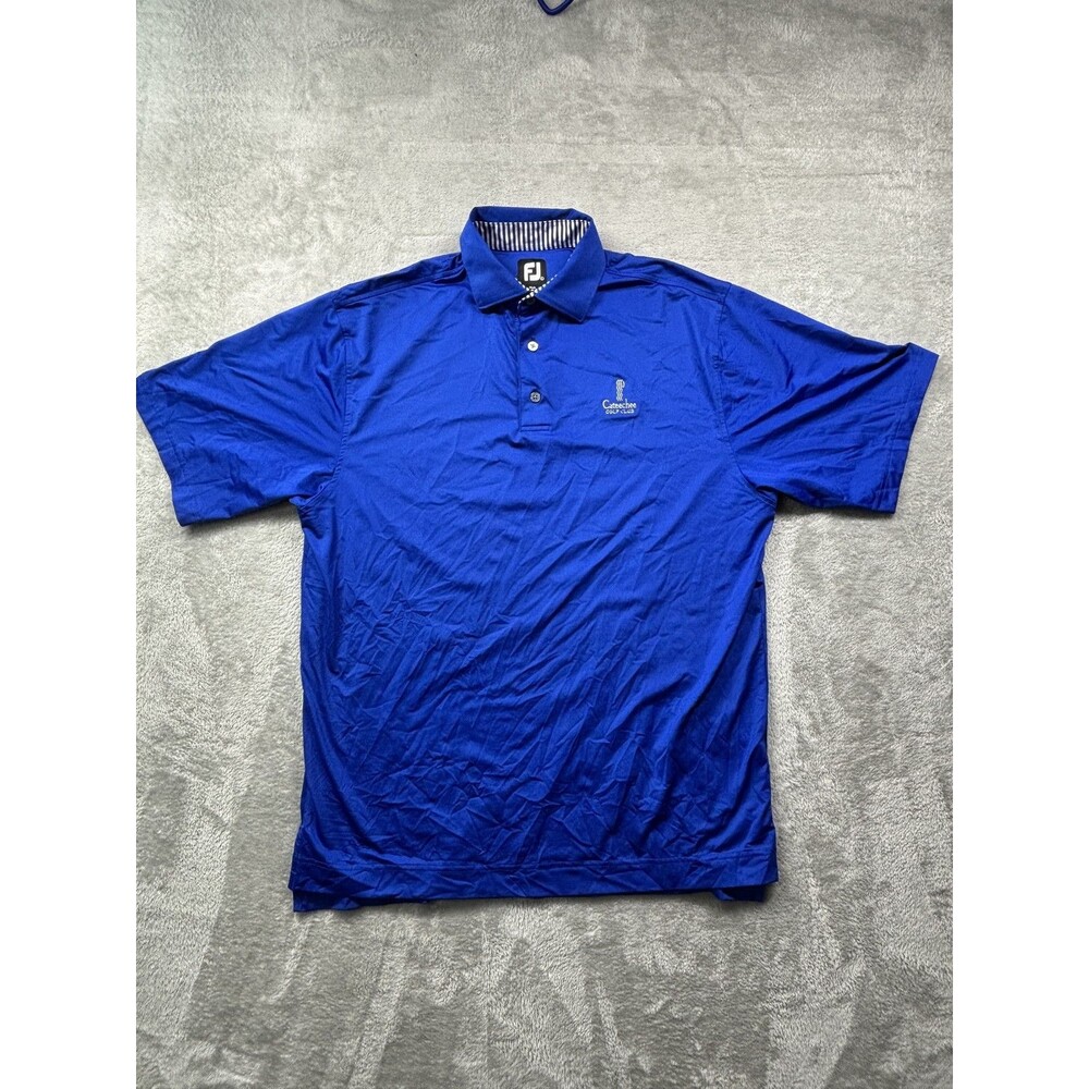 FootJoy FJ Men's Blue Catechee Golf Club Performance Polo Shirt Short Sleeve